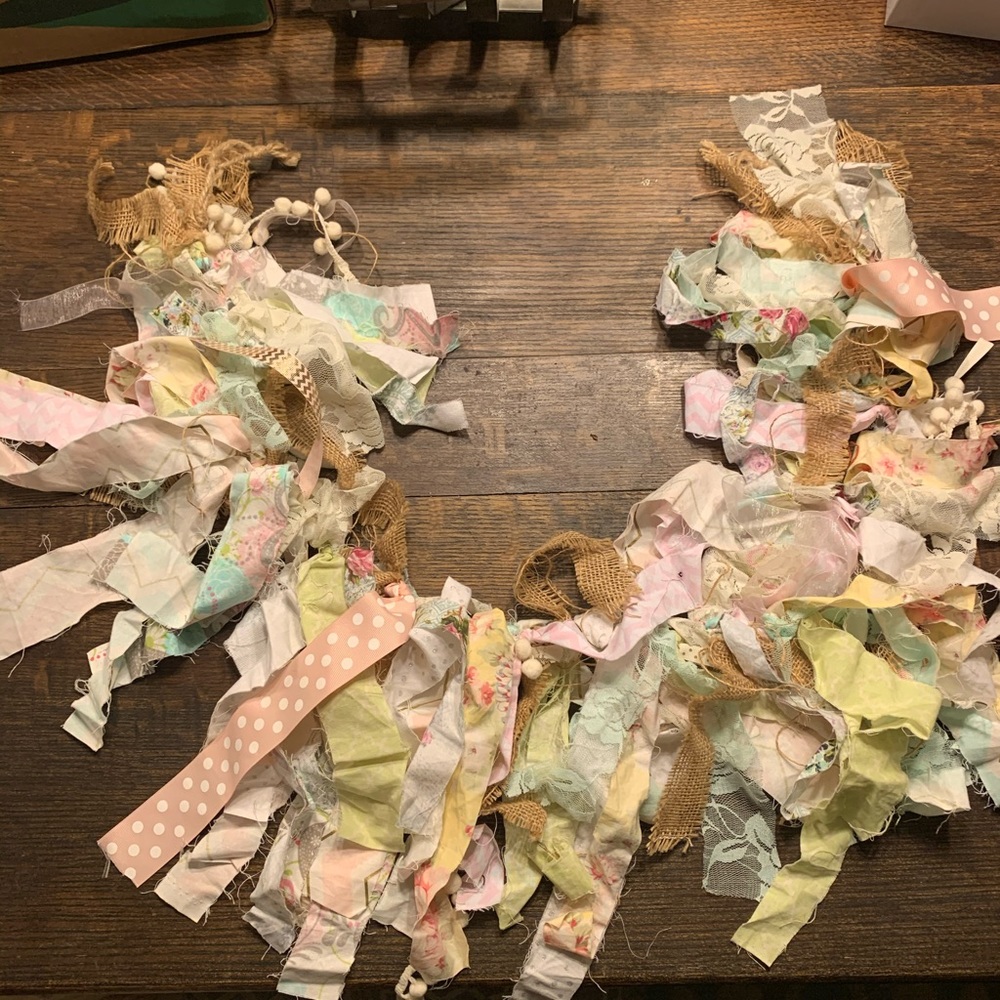 Handmade tied rag shabby chic garland
